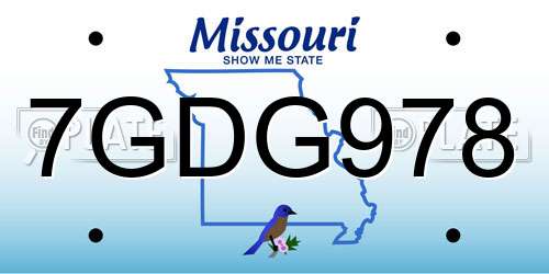 7GDG978 Missouri License Plate
