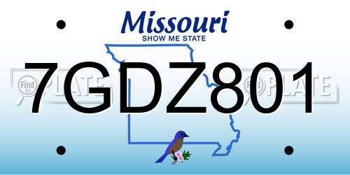 7GDZ801 Missouri License Plate