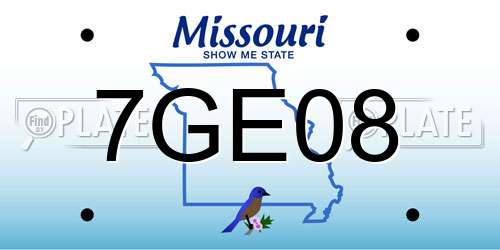 7GE08 Missouri License Plate