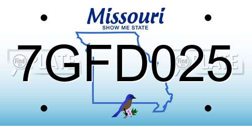 7GFD025 Missouri License Plate