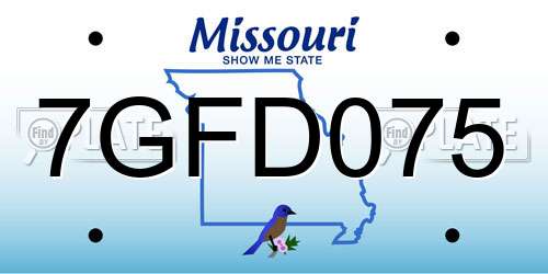 7GFD075 Missouri License Plate