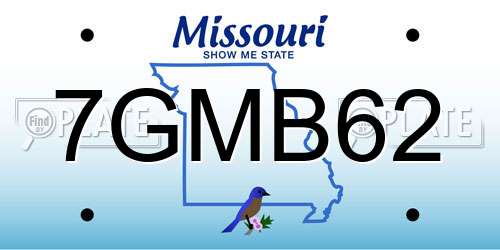 7GMB62 Missouri License Plate