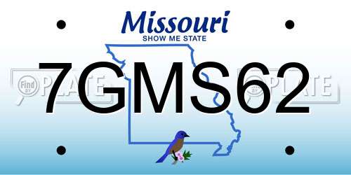 7GMS62 Missouri License Plate