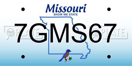 7GMS67 Missouri License Plate