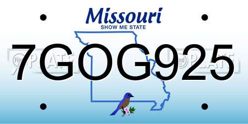 7GOG925 Missouri License Plate
