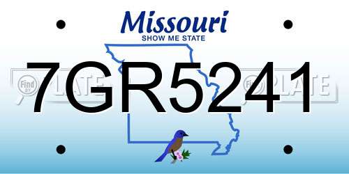 7GR5241 Missouri License Plate