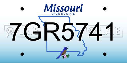7GR5741 Missouri License Plate