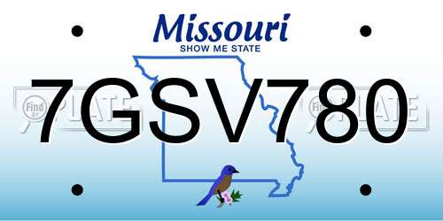 7GSV780 Missouri License Plate
