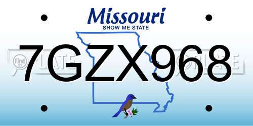 7GZX968 Missouri License Plate