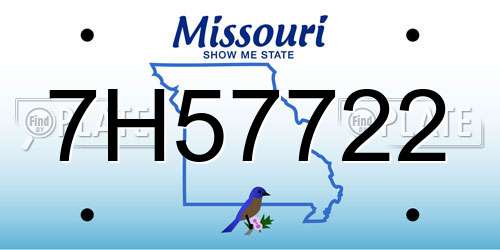 7H57722 Missouri License Plate