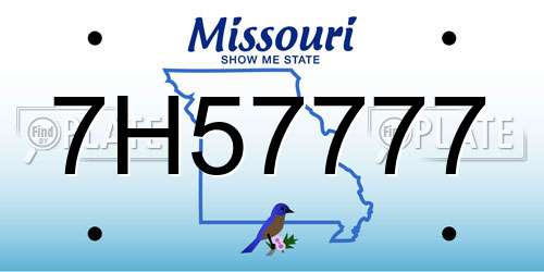 7H57777 Missouri License Plate