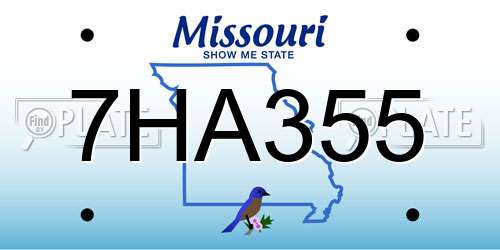 7HA355 Missouri License Plate