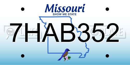 7HAB352 Missouri License Plate