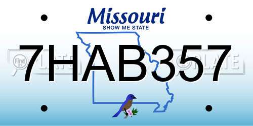 7HAB357 Missouri License Plate