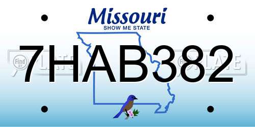 7HAB382 Missouri License Plate