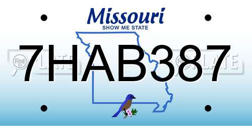 7HAB387 Missouri License Plate