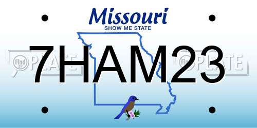 7HAM23 Missouri License Plate