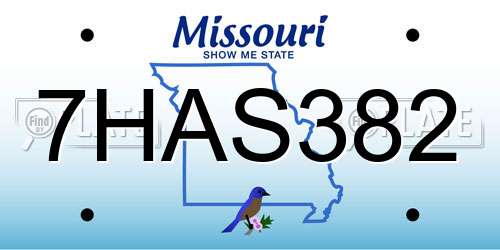 7HAS382 Missouri License Plate