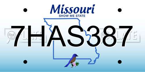 7HAS387 Missouri License Plate