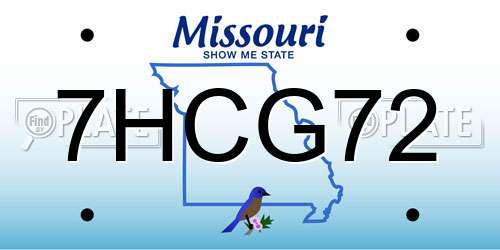 7HCG72 Missouri License Plate