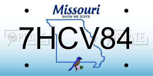 7HCV84 Missouri License Plate
