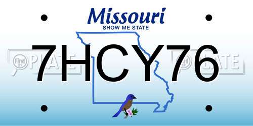 7HCY76 Missouri License Plate