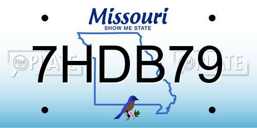 7HDB79 Missouri License Plate