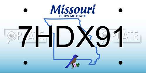 7HDX91 Missouri License Plate