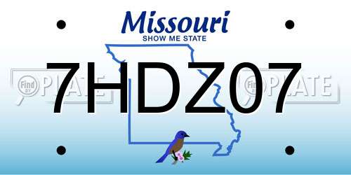 7HDZ07 Missouri License Plate