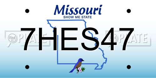 7HES47 Missouri License Plate