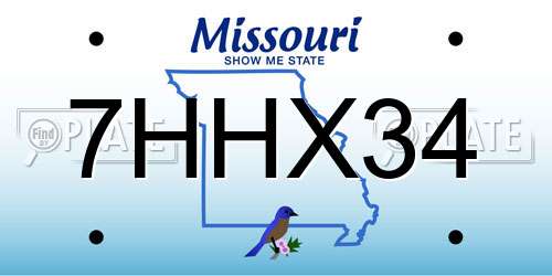 7HHX34 Missouri License Plate