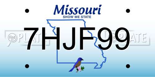7HJF99 Missouri License Plate