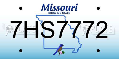 7HS7772 Missouri License Plate