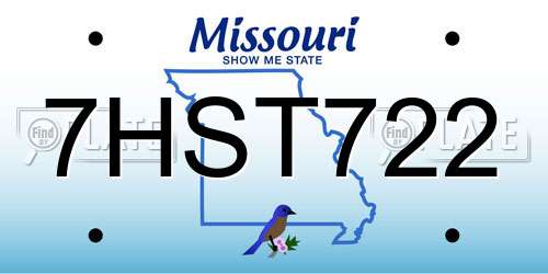 7HST722 Missouri License Plate