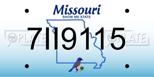 7II9115 Missouri License Plate