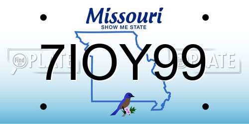 7IOY99 Missouri License Plate
