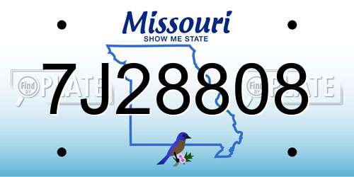 7J28808 Missouri License Plate