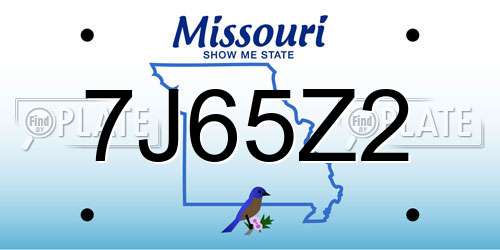 7J65Z2 Missouri License Plate