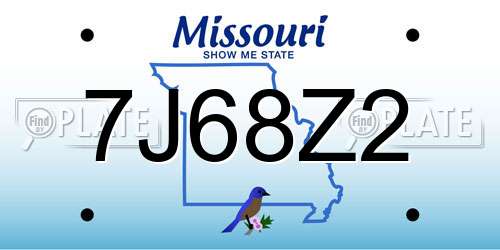 7J68Z2 Missouri License Plate