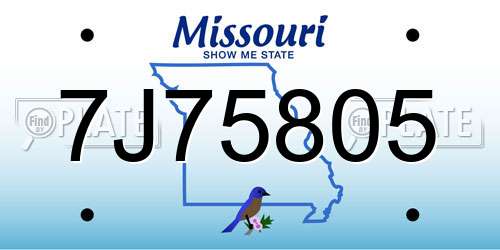7J75805 Missouri License Plate