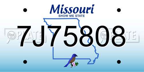 7J75808 Missouri License Plate