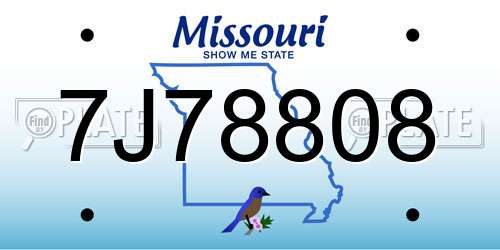 7J78808 Missouri License Plate