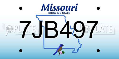 7JB497 Missouri License Plate