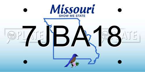 7JBA18 Missouri License Plate