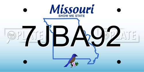 7JBA92 Missouri License Plate