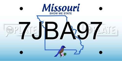 7JBA97 Missouri License Plate