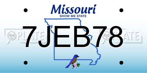 7JEB78 Missouri License Plate