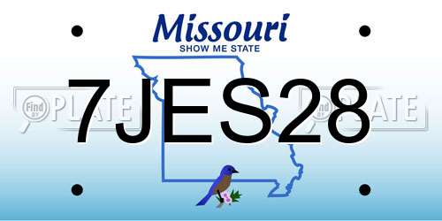 7JES28 Missouri License Plate