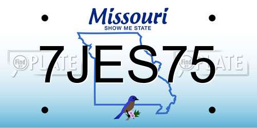 7JES75 Missouri License Plate