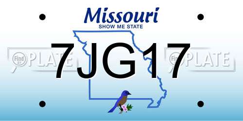 7JG17 Missouri License Plate